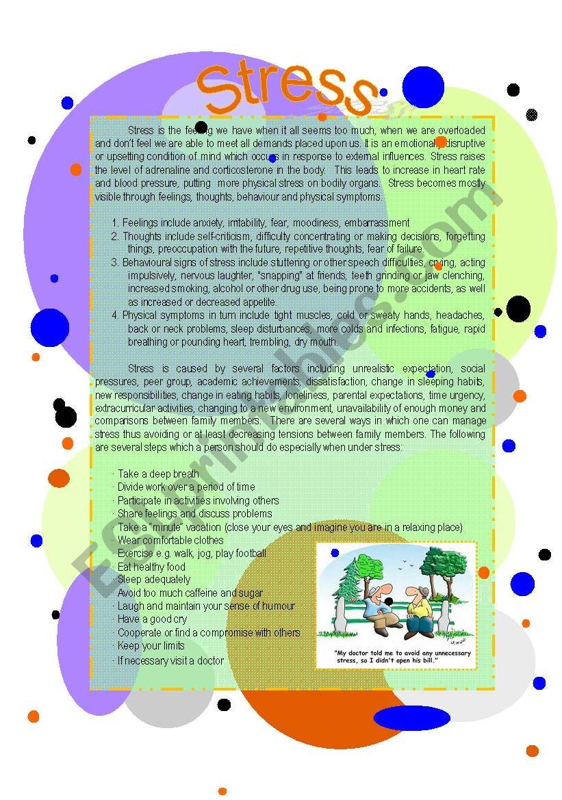 Reading Comprehension About Stress Esl Worksheet By Atkat Reading anxiety and comprehension of