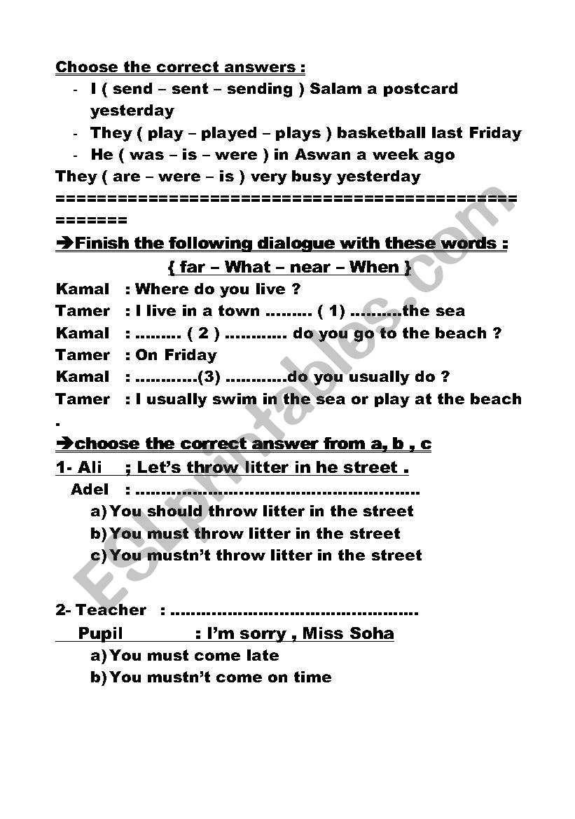 Grammar drill worksheet