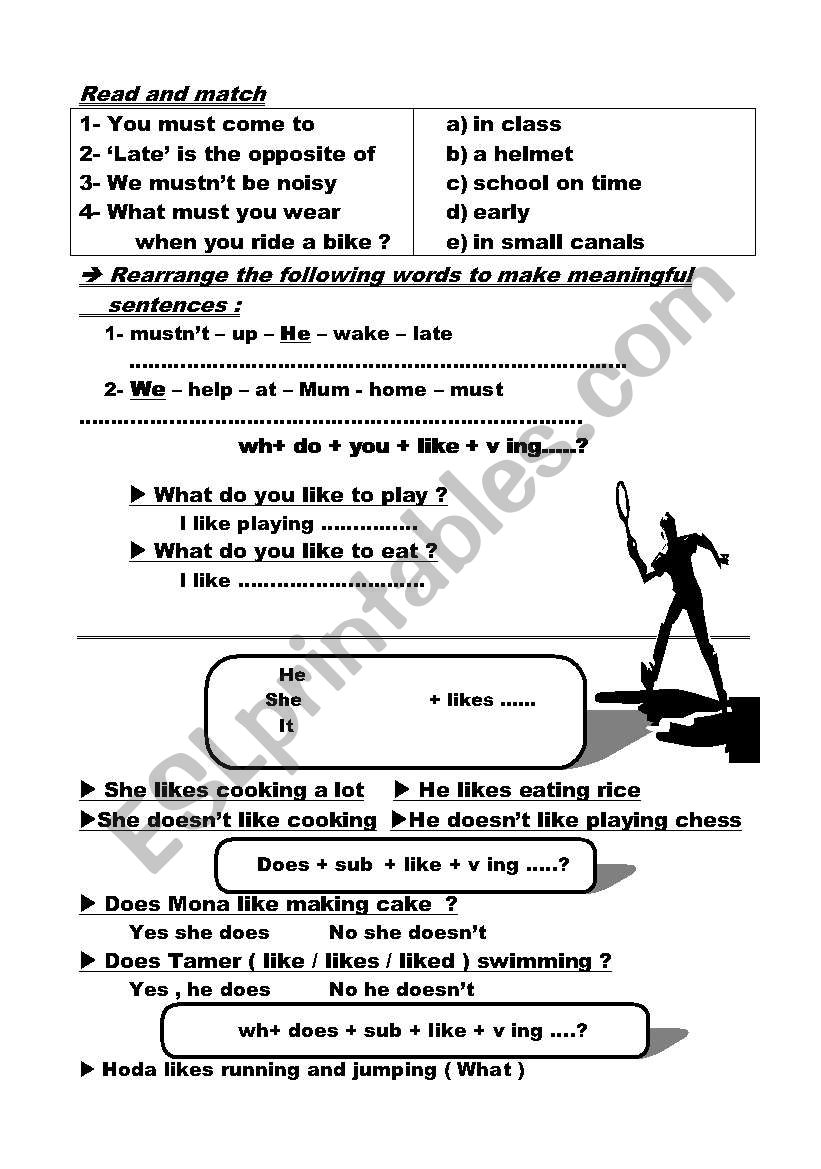 like , likes plus exercises  worksheet