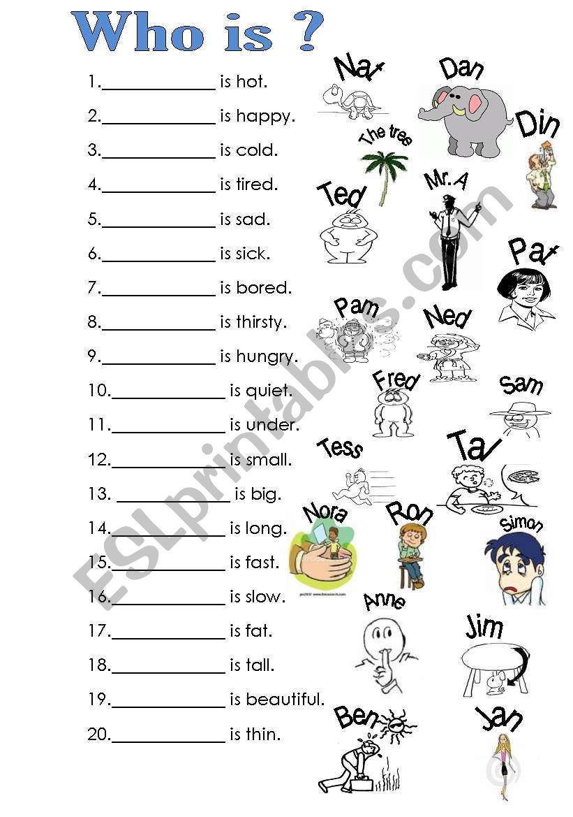 who is? worksheet