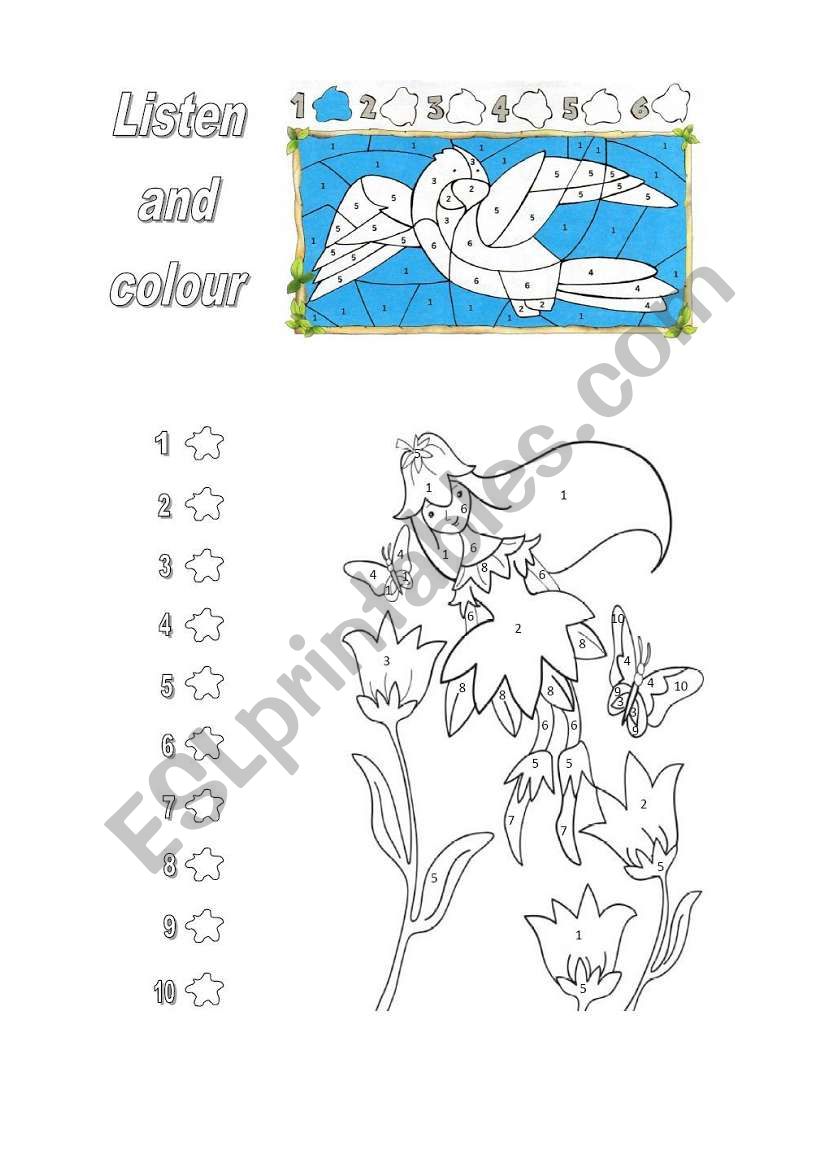 colouring by numbers worksheet