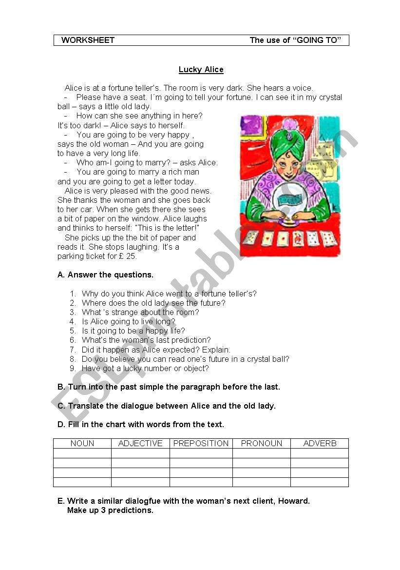 Lucky Alice worksheet