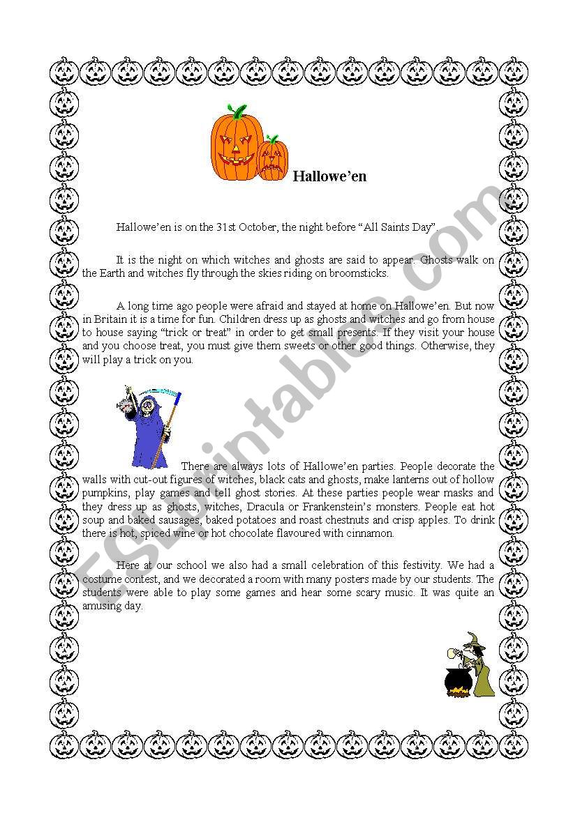 Halloween worksheet