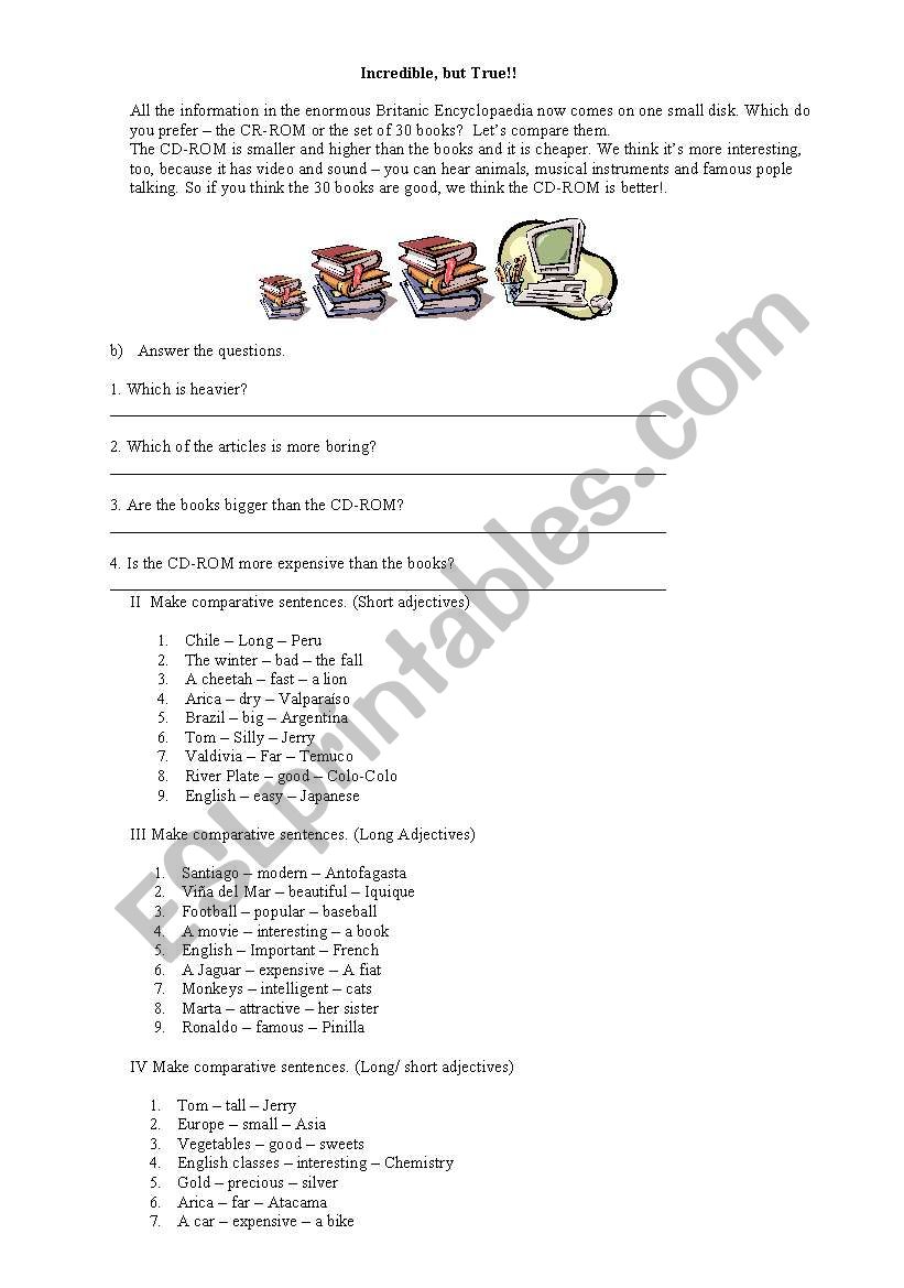 Comparative and superlative worksheet