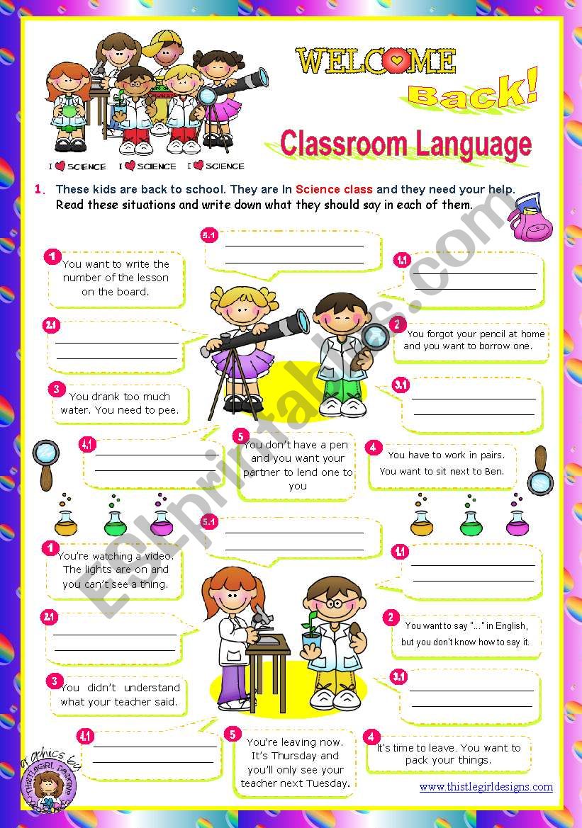 Back to School  -  Classroom Language  (2/2)