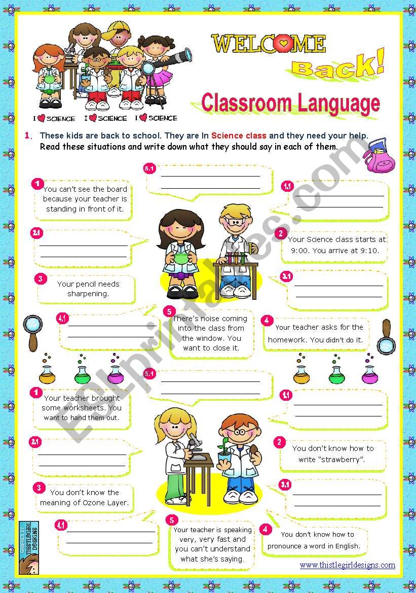 Back to School  Classroom Language  (1/2)