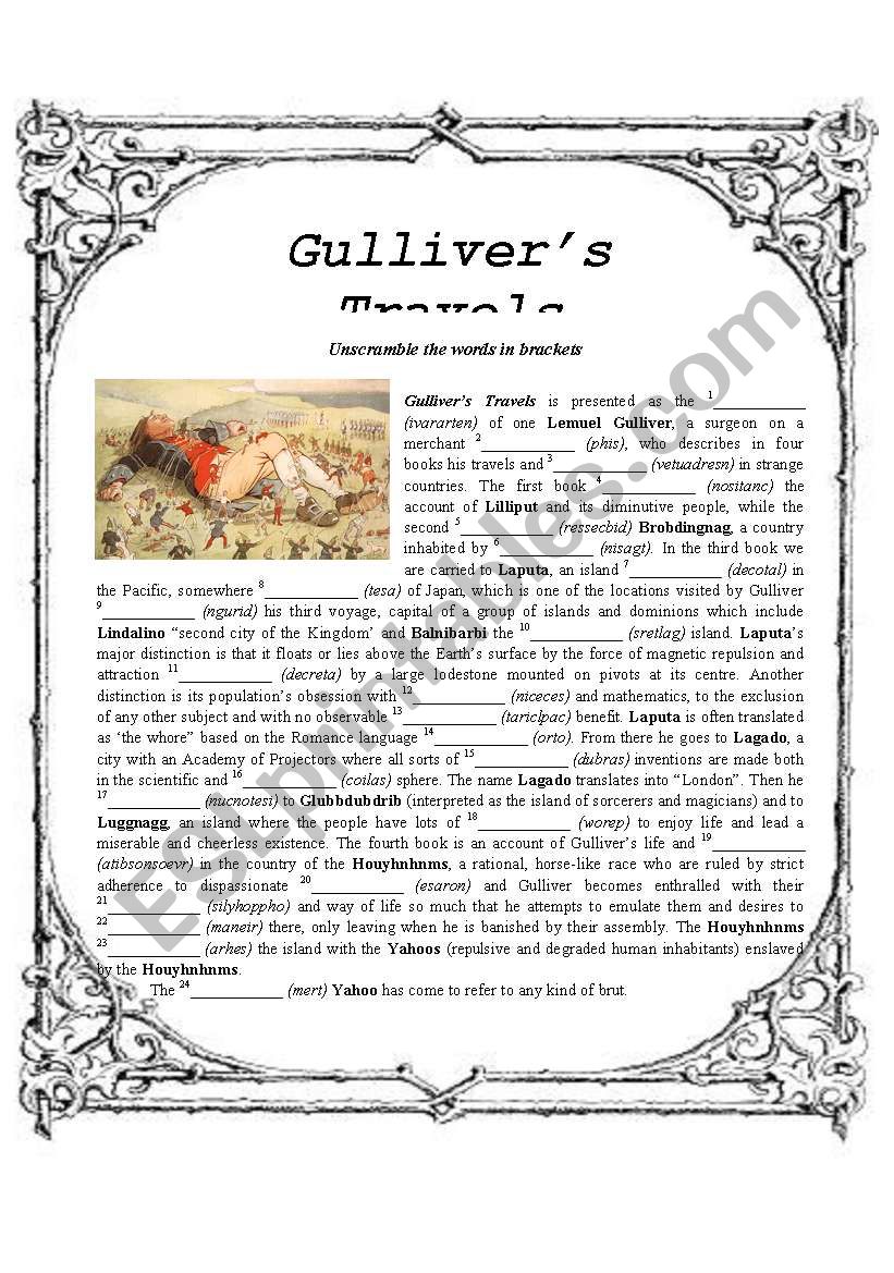 Gulliver´s Travels ESL worksheet by MelinaS