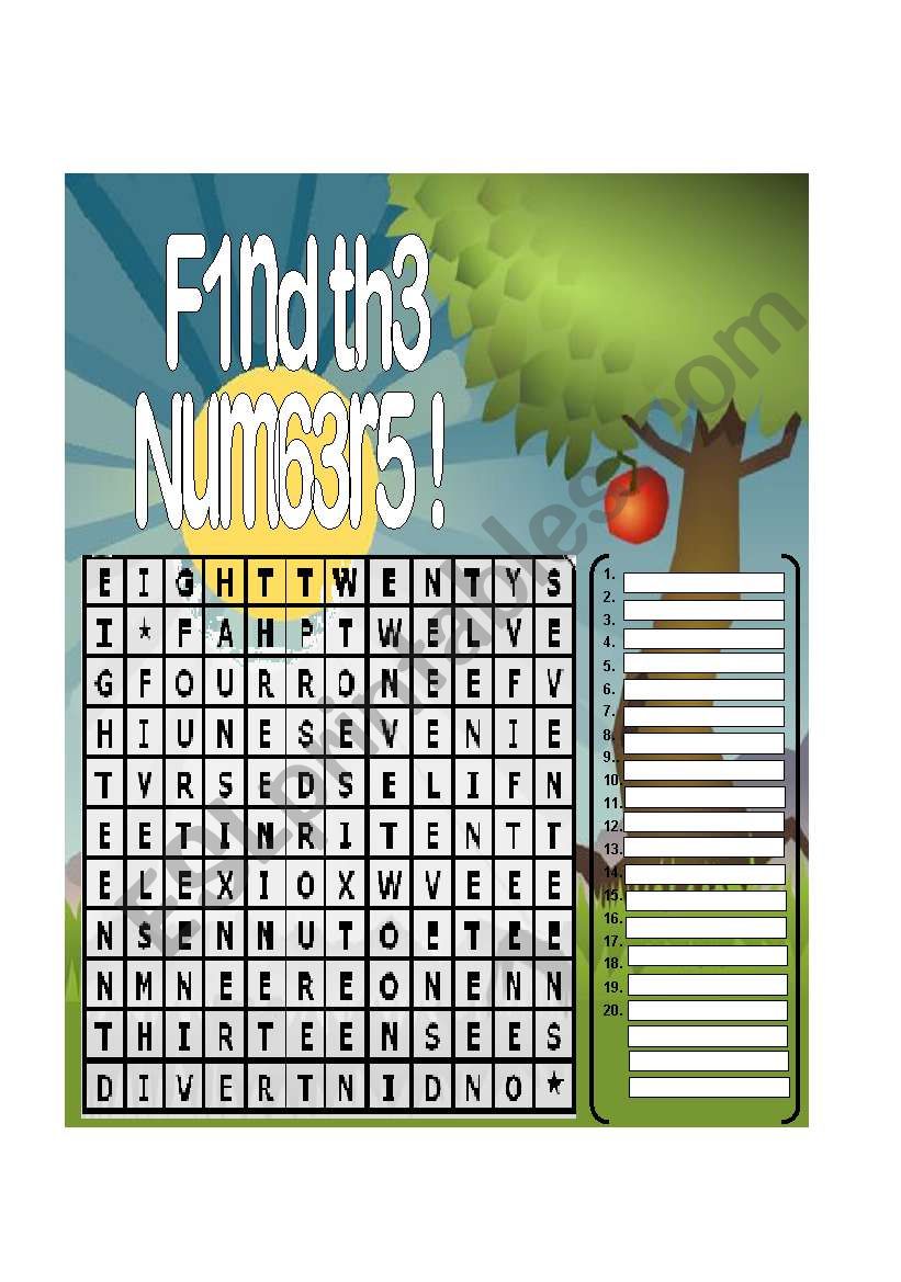 Find the Numbers worksheet