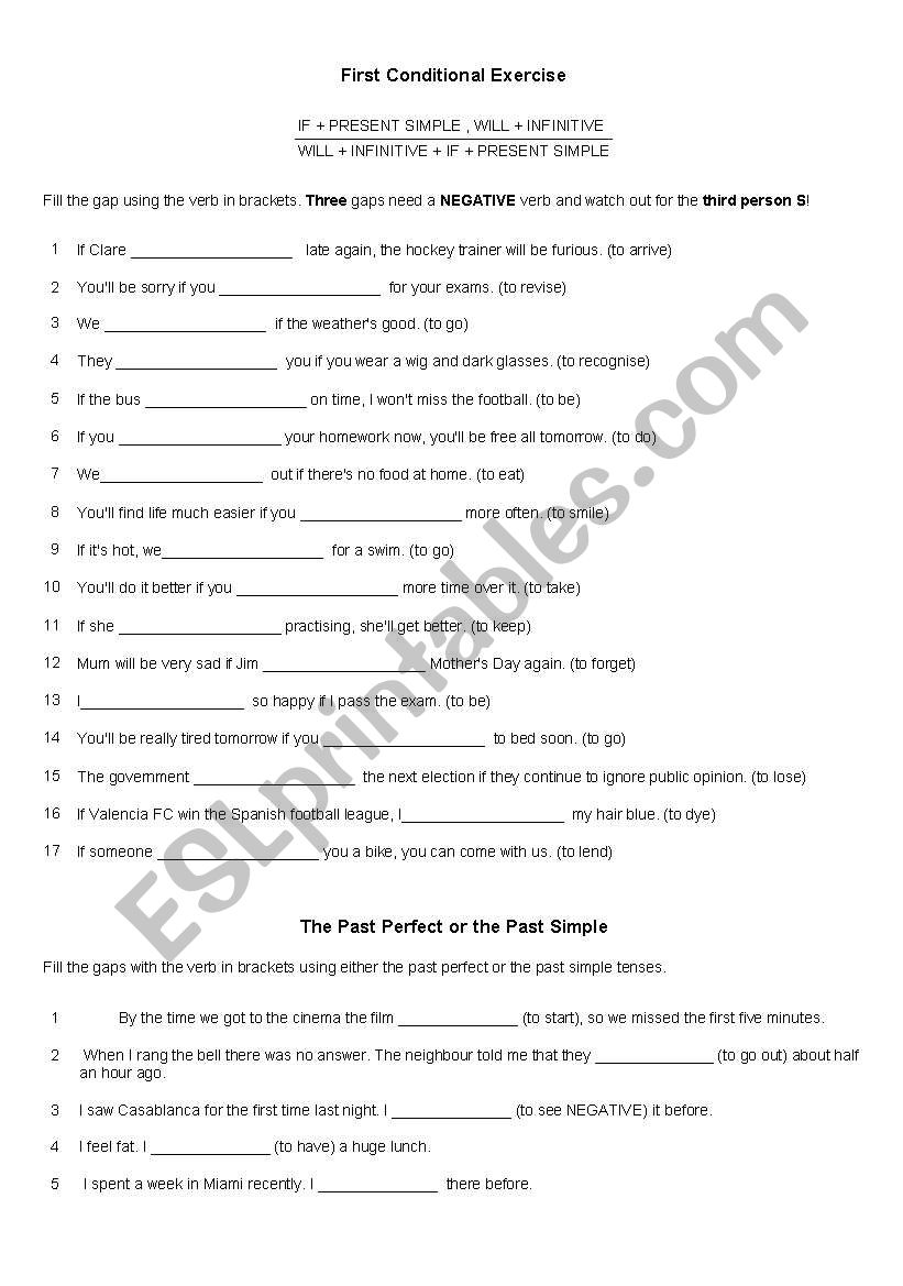 mix of exercises worksheet