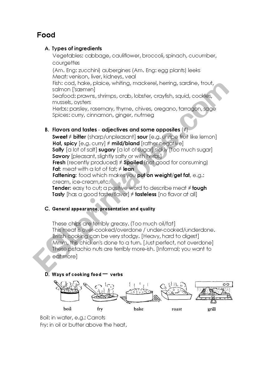 Whats cooking? worksheet