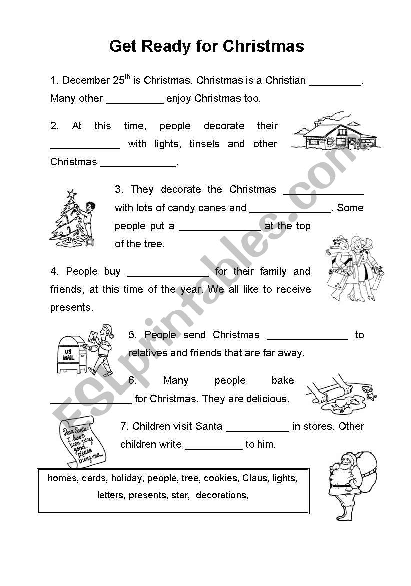Get ready for Christmas worksheet