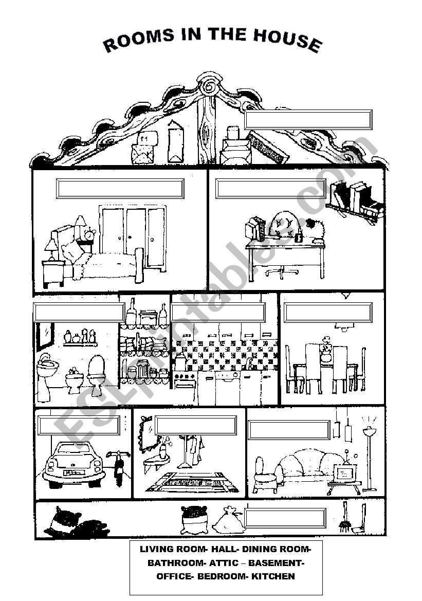 ROOMS IN THE HOUSE worksheet