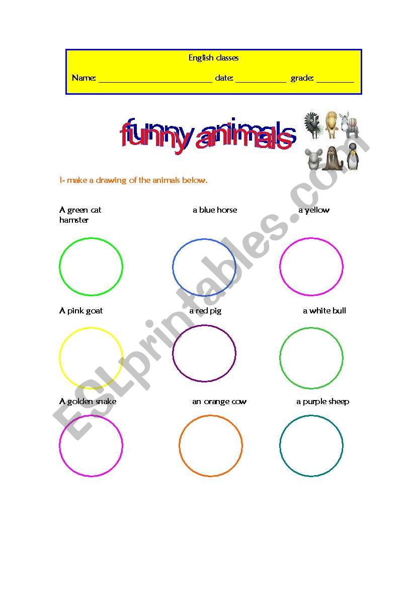 funny animals worksheet