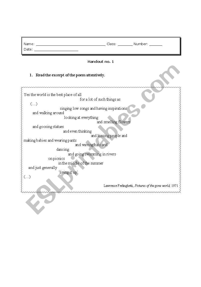 Leisure activities worksheet