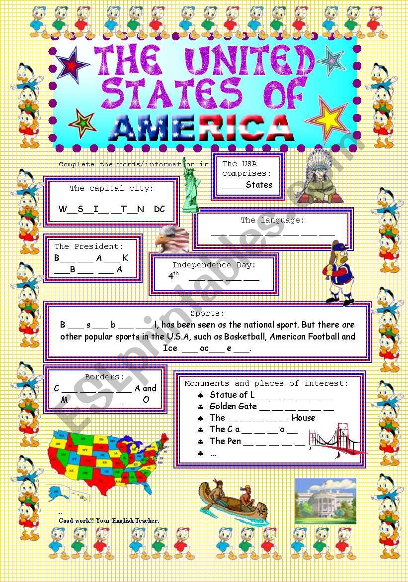 The USA worksheet