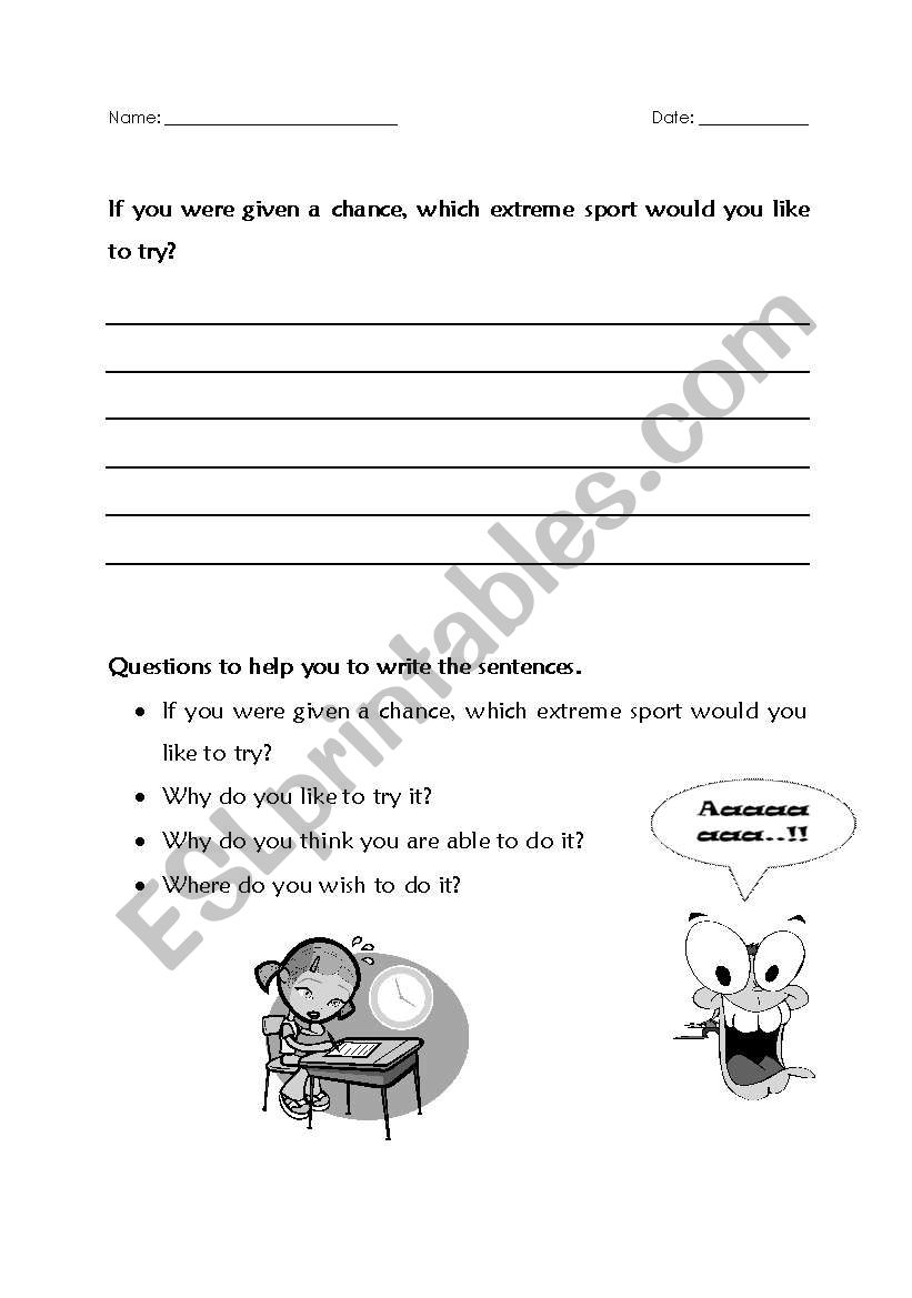 My Favourite Extreme Sports worksheet