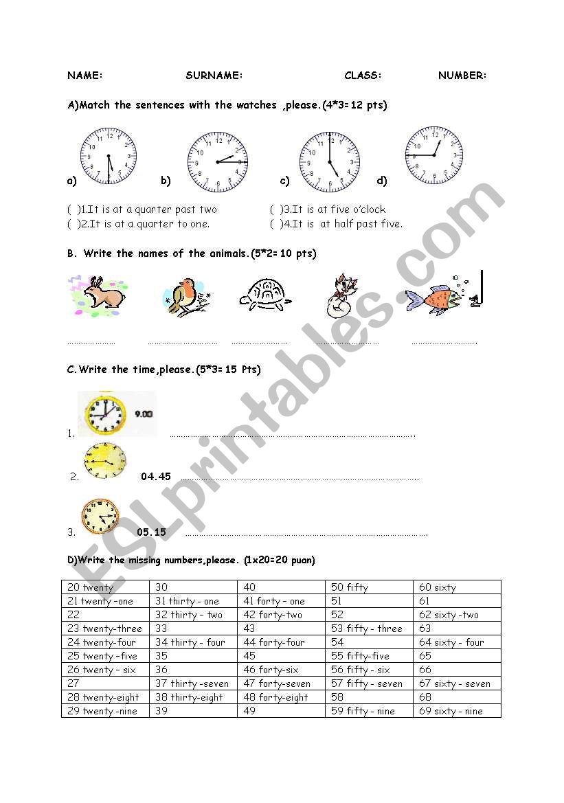 A Quiz -1- worksheet