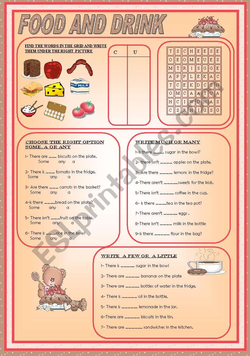 FOOD AND DRINK worksheet