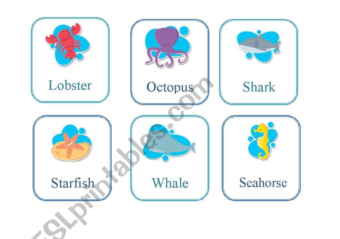 Flash card: sea animals worksheet