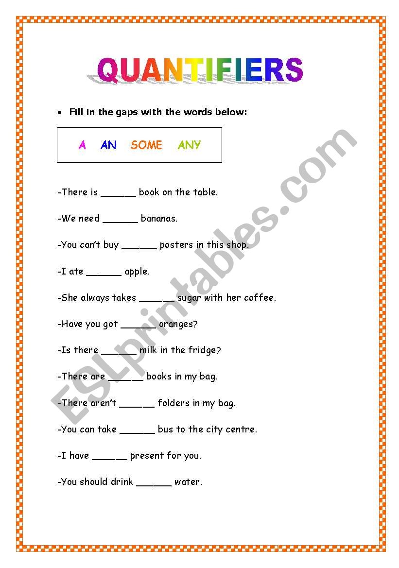 Quantifiers I worksheet