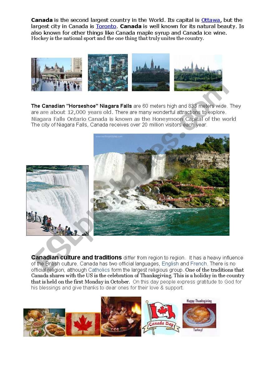 Canada Facts worksheet