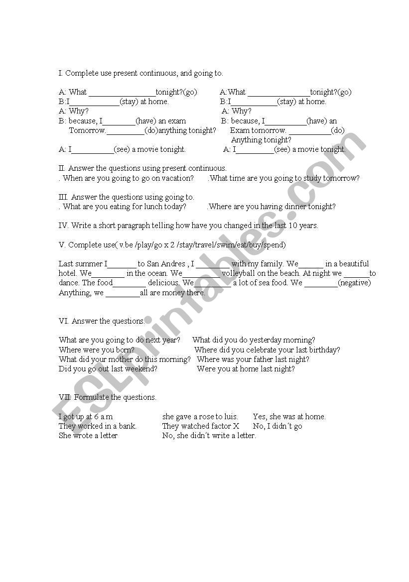 future worksheet