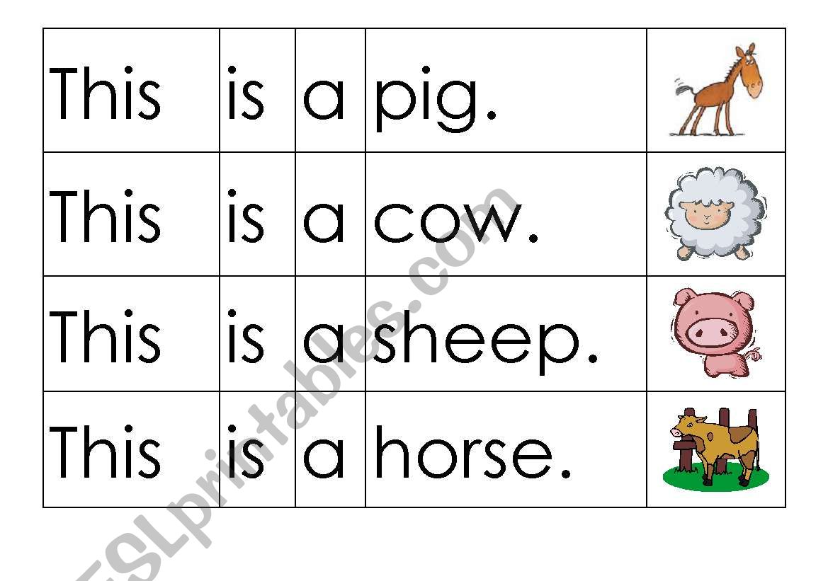 FARM ANIMALS SENTENCE SEQUENCING