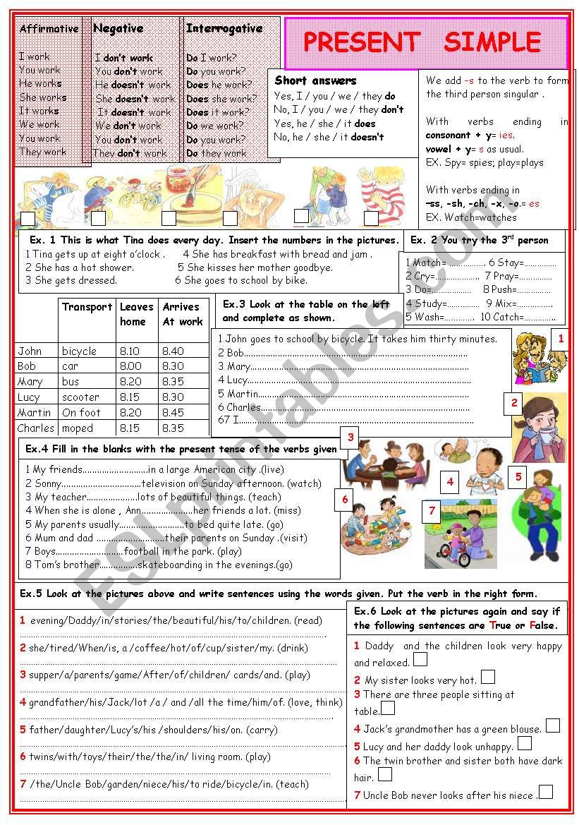 Present simple worksheet