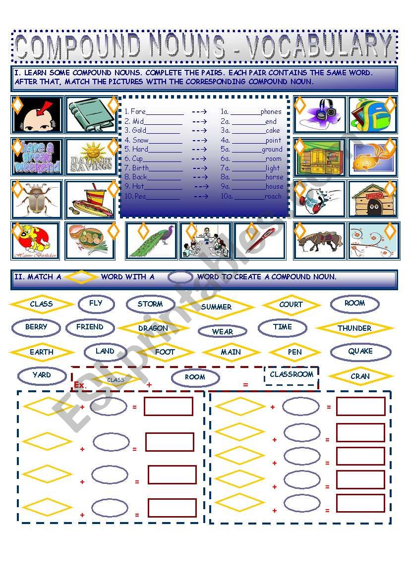 COMPOUND NOUNS - VOCABULARY worksheet