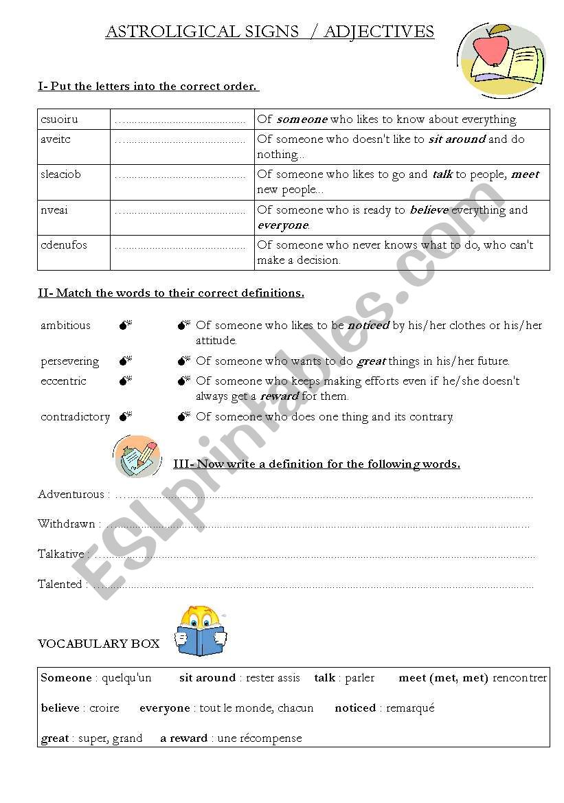 adjectives worksheet