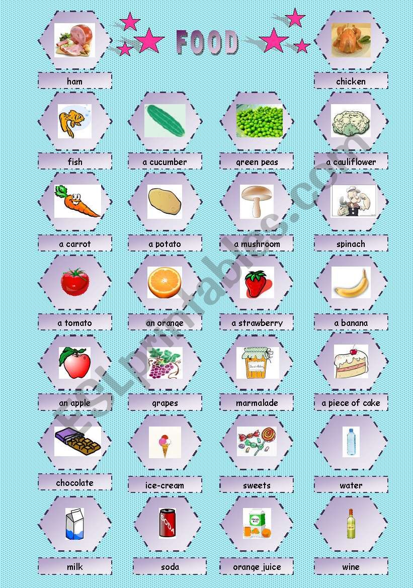 Food pictionary worksheet