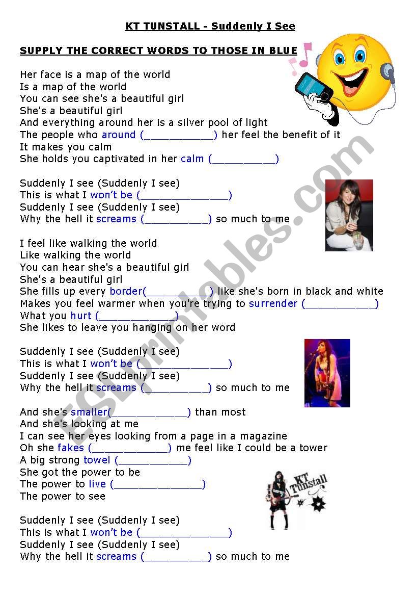 KT TUNSTALL - SUDDENLY I SEE - CORRECTION