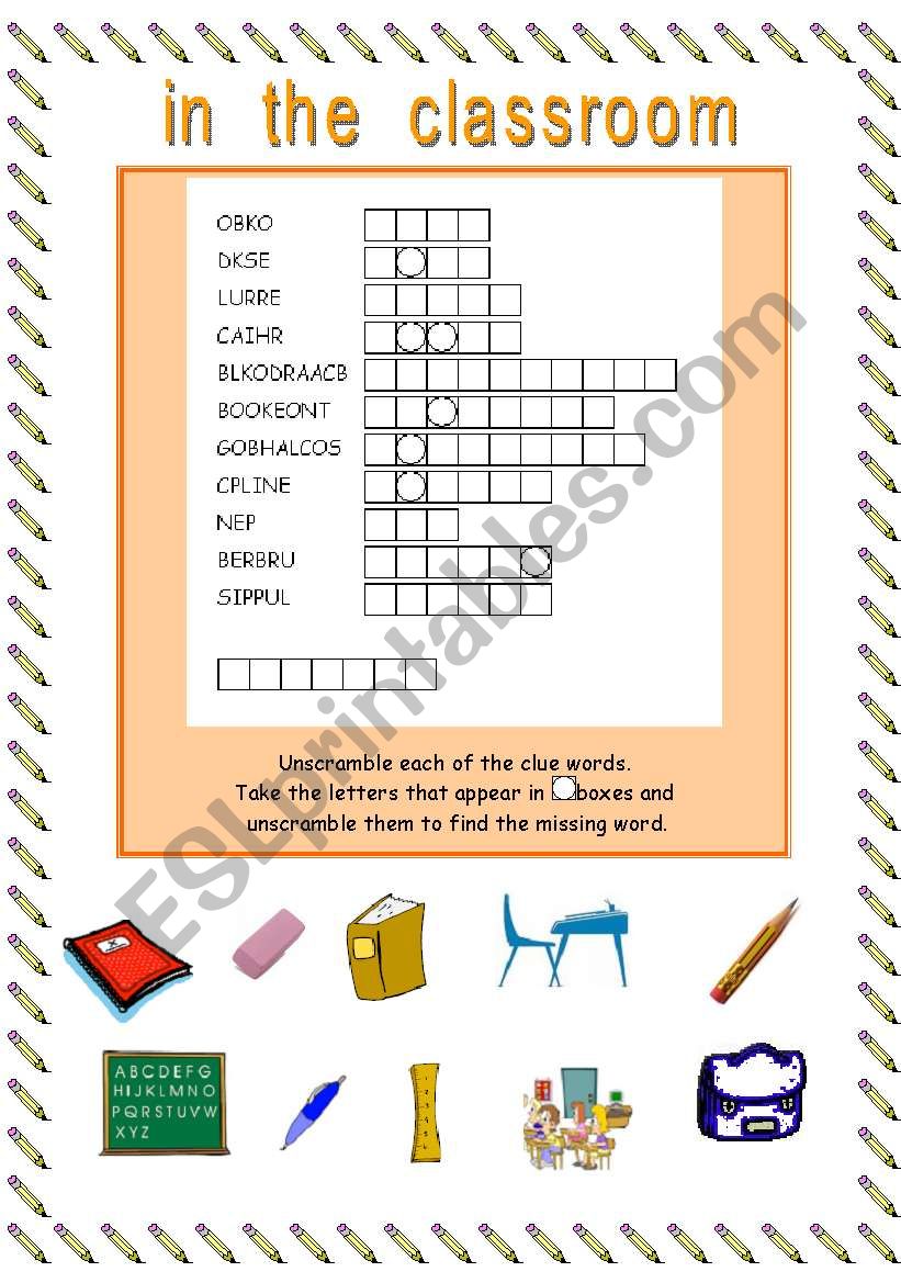 Find the missing word : In the classroom