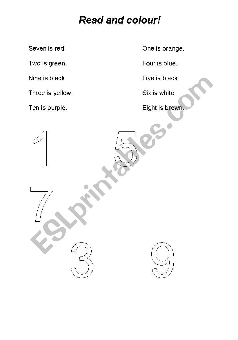 Colour the numbers! worksheet