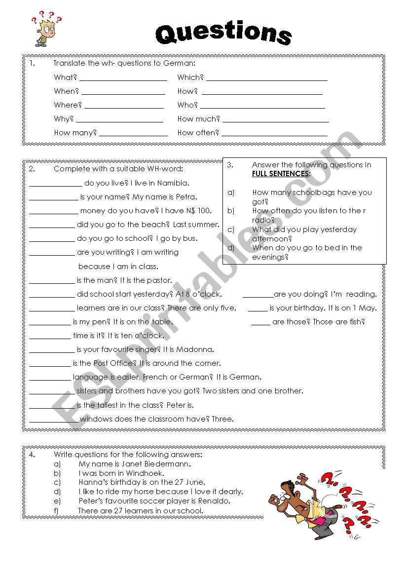 Questions worksheet