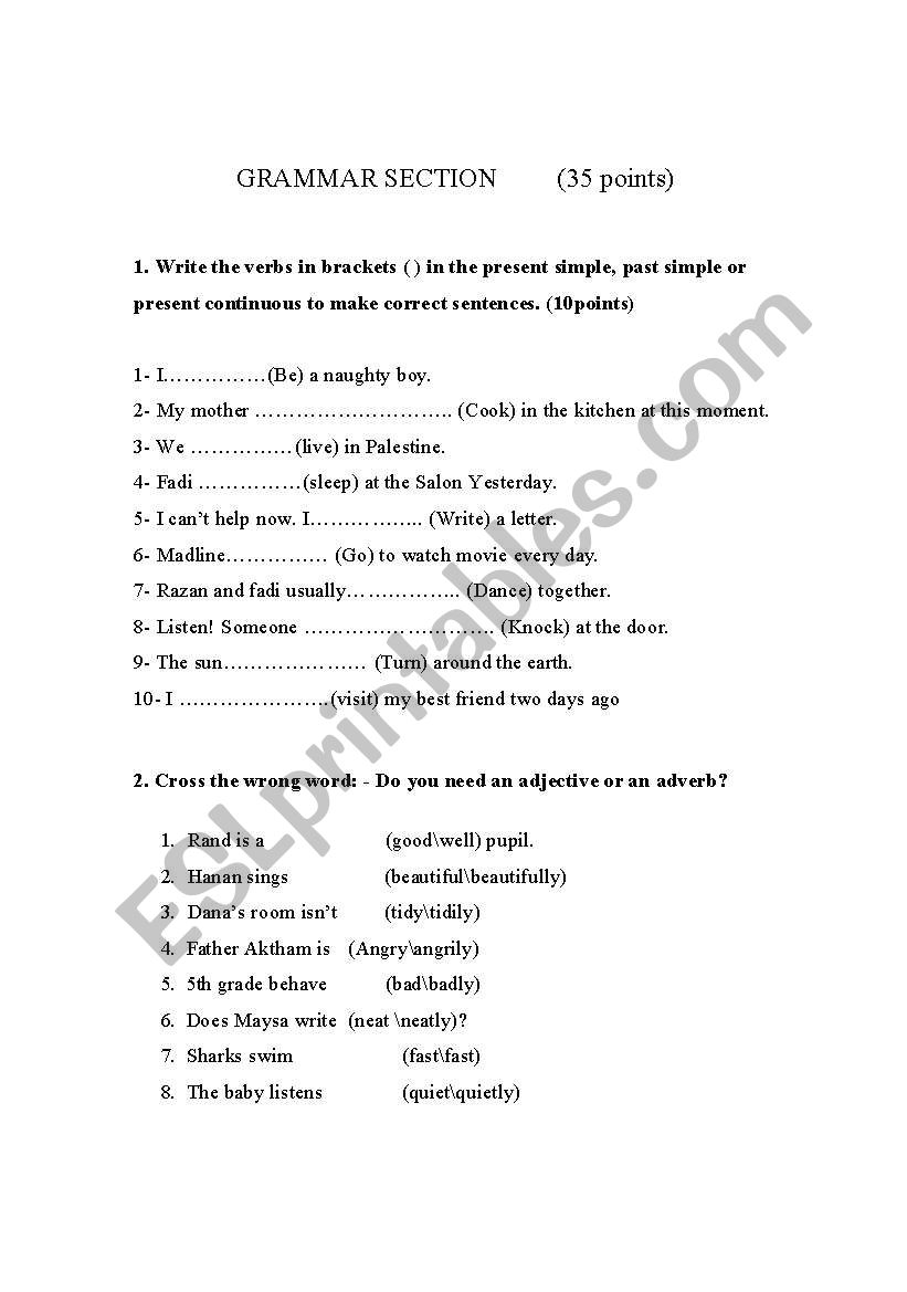 Tenses worksheet