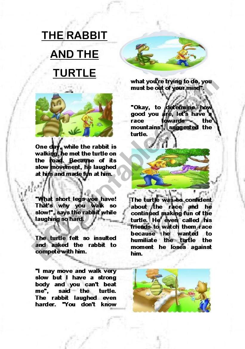 The Rabbit And The Turtle Fable Exercises Included Esl