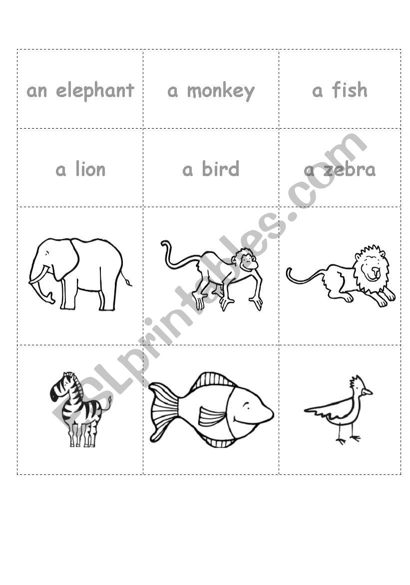  animal flashcards worksheet