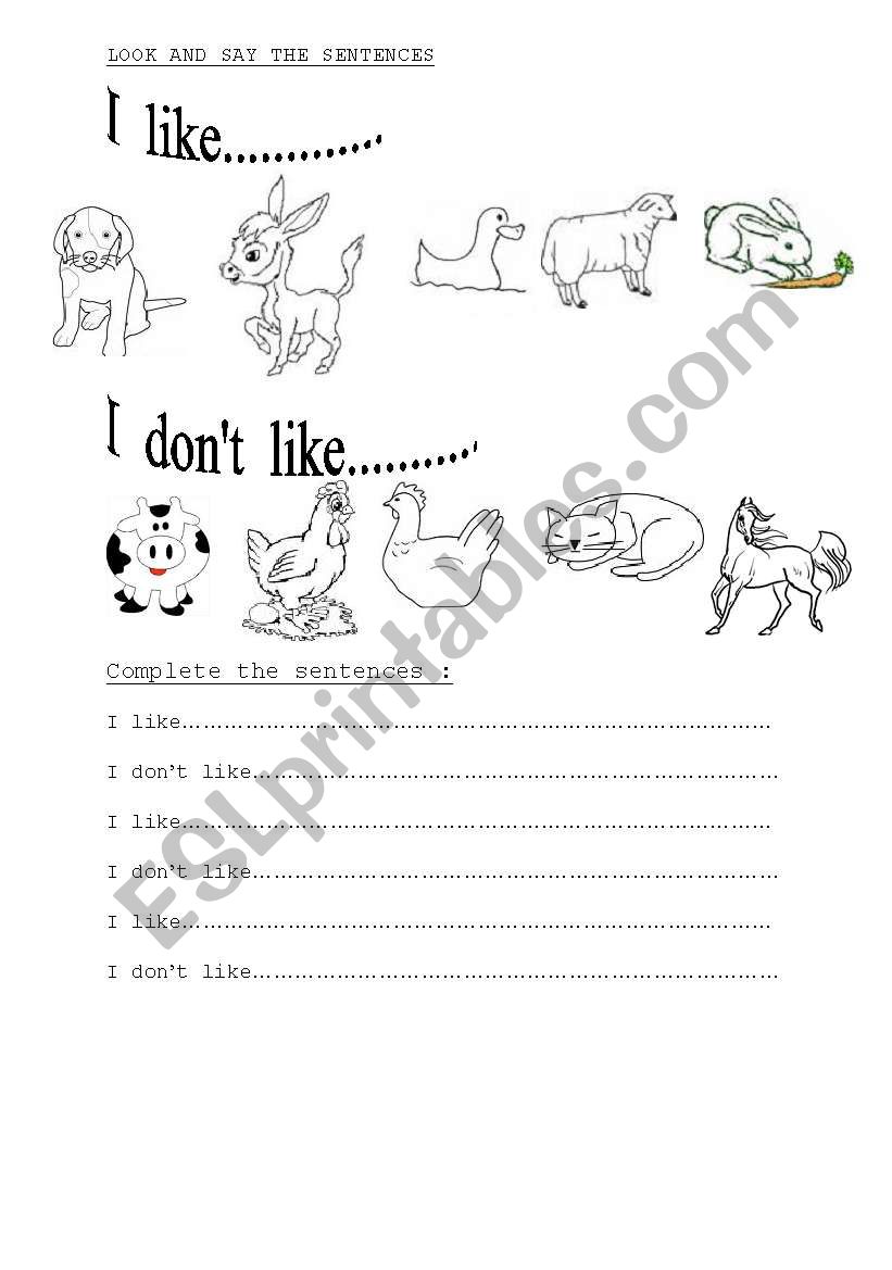 farm animals worksheet