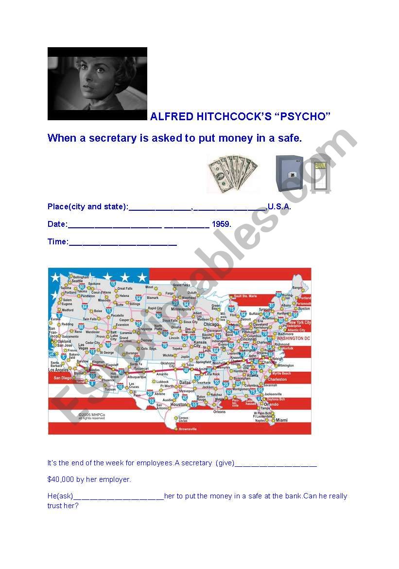 Psycho by Sir  A.Hitchcock worksheet