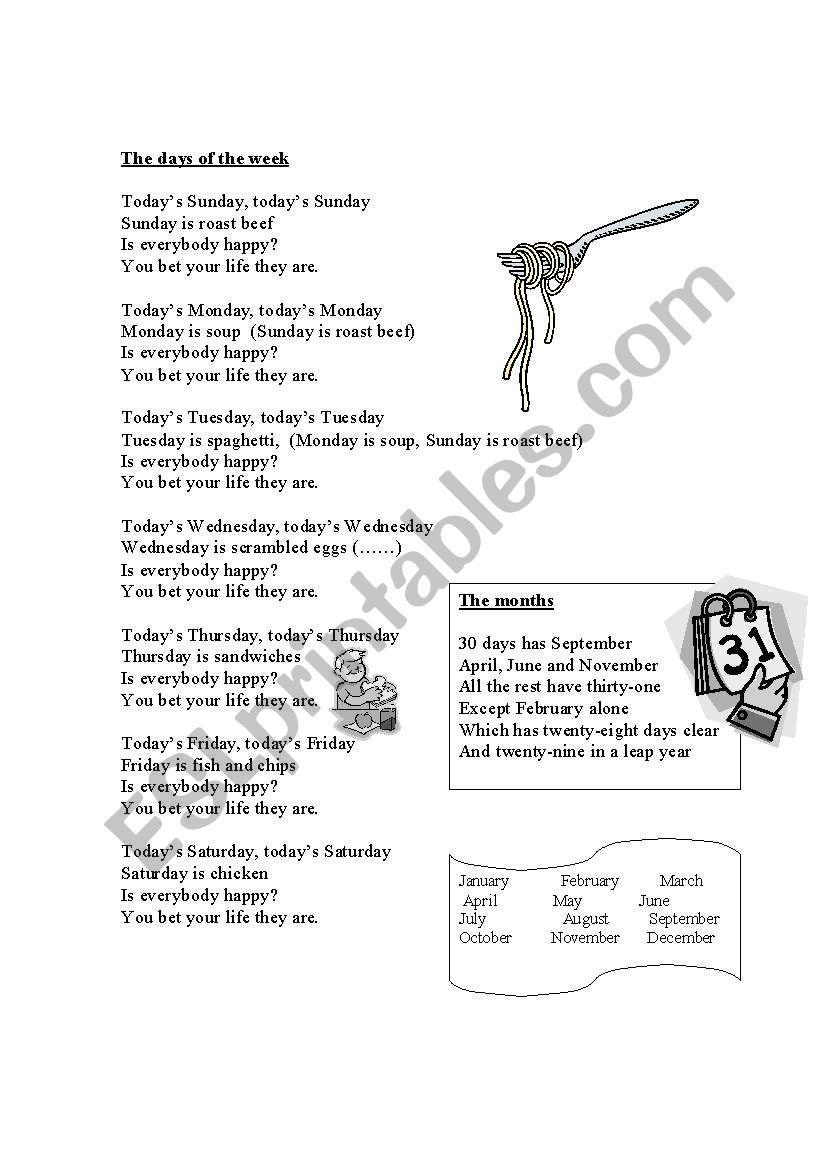 Days of the week worksheet