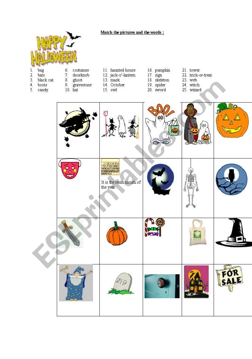 halloween worksheet