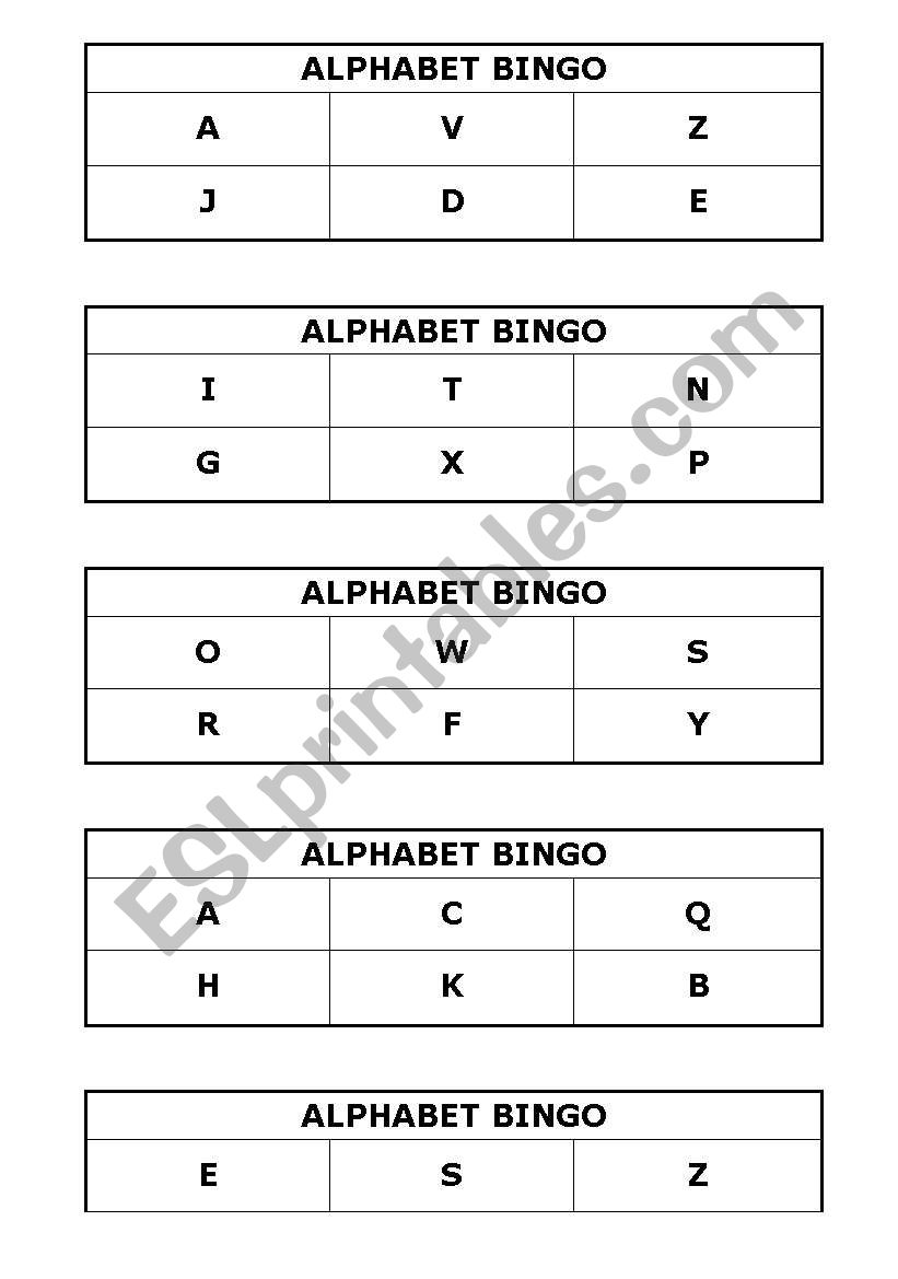 Alphabet Bingo worksheet