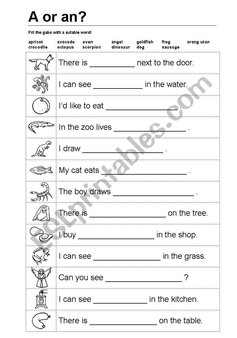 A or An ? worksheet