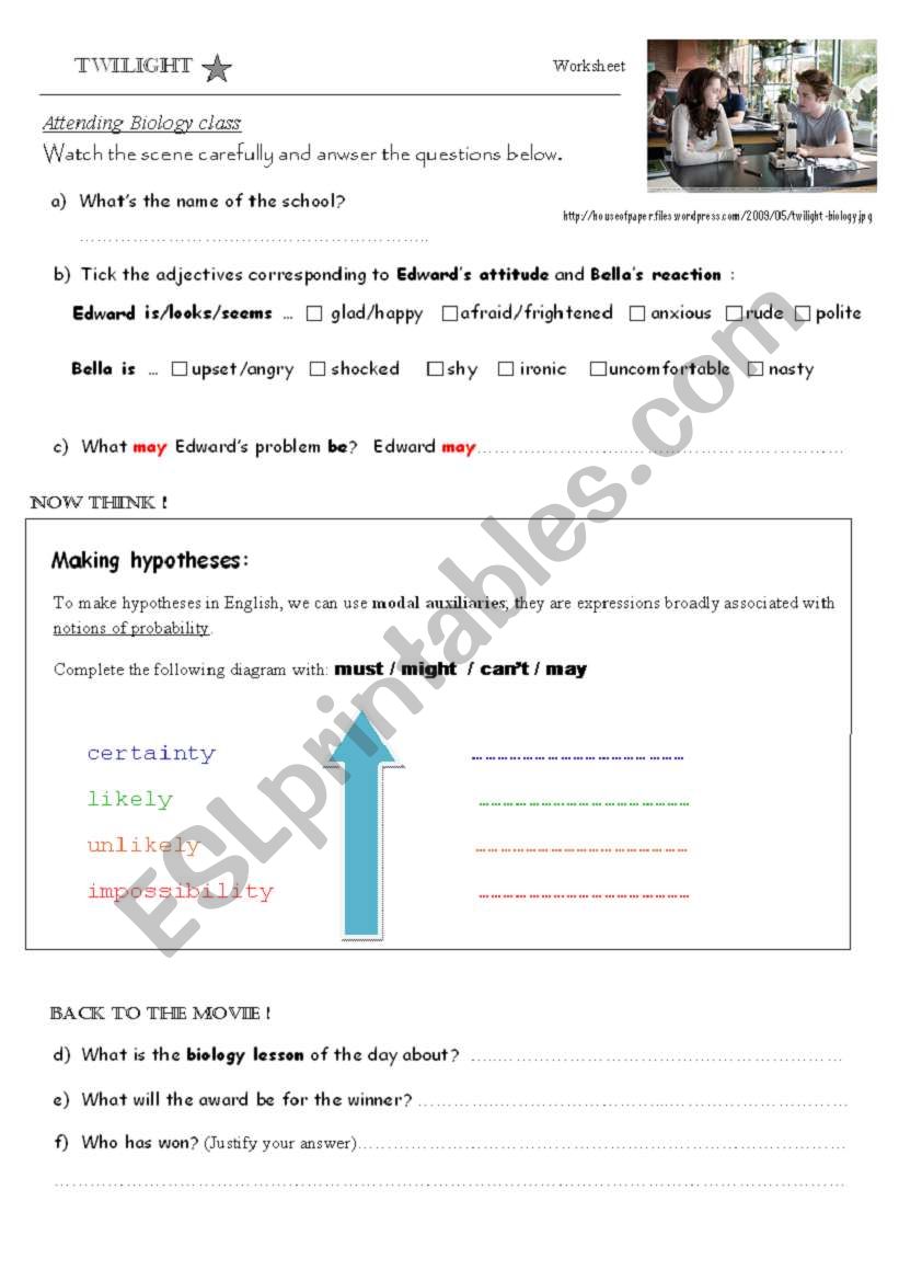 Twilight - worksheet 2 worksheet