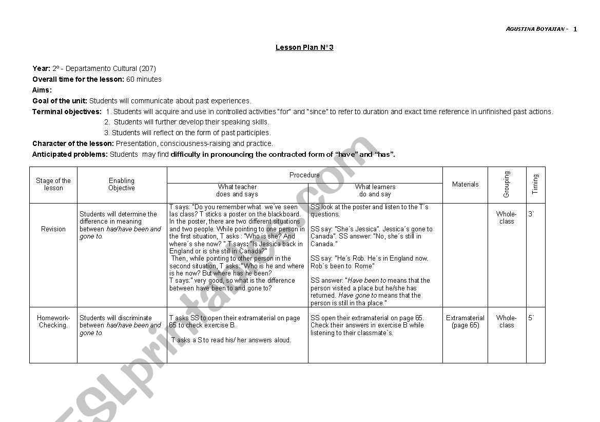 For & since- Present perfect worksheet