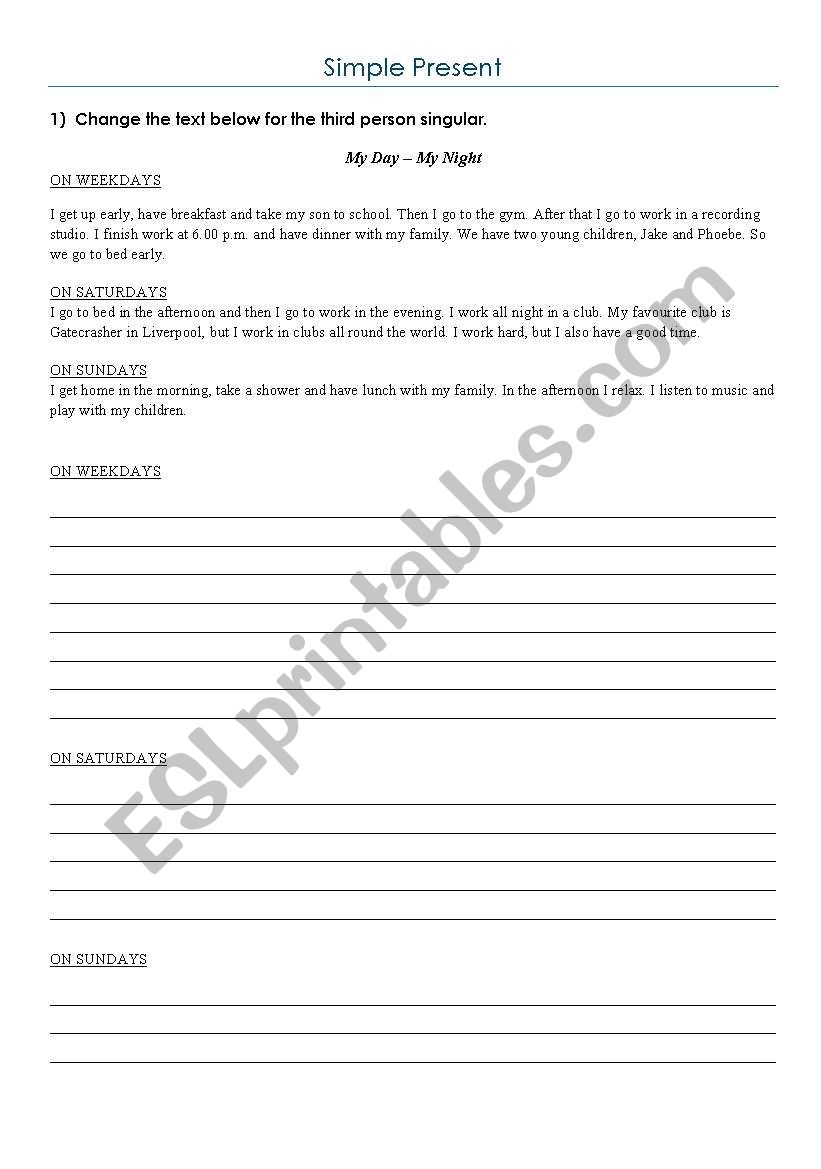 Simple Present worksheet