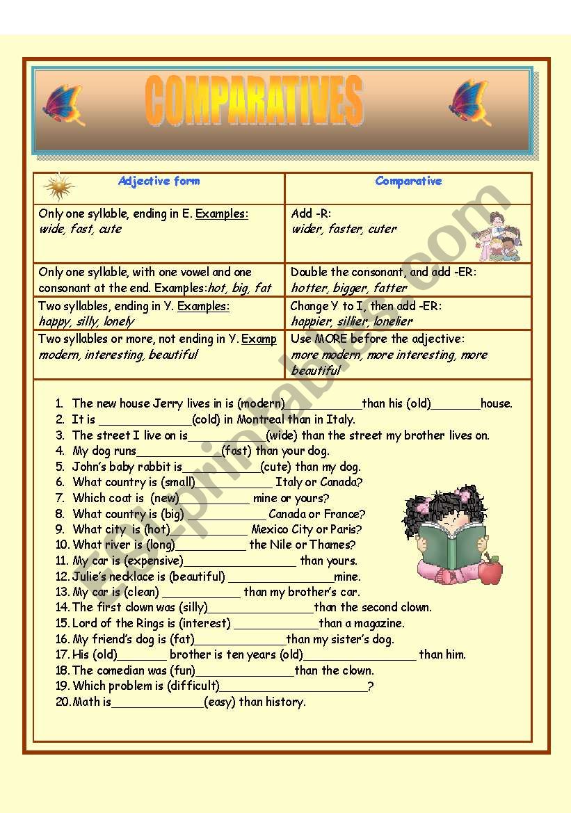 Comparatives worksheet