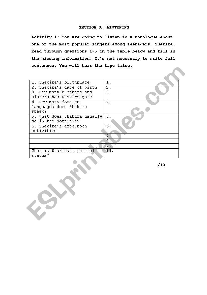 AUTHENTIC READING AND LISTENING TEST FOR INTERMEDIATE STUDENTS