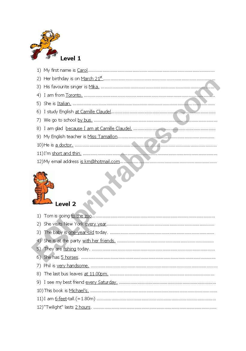 questions exercises worksheet